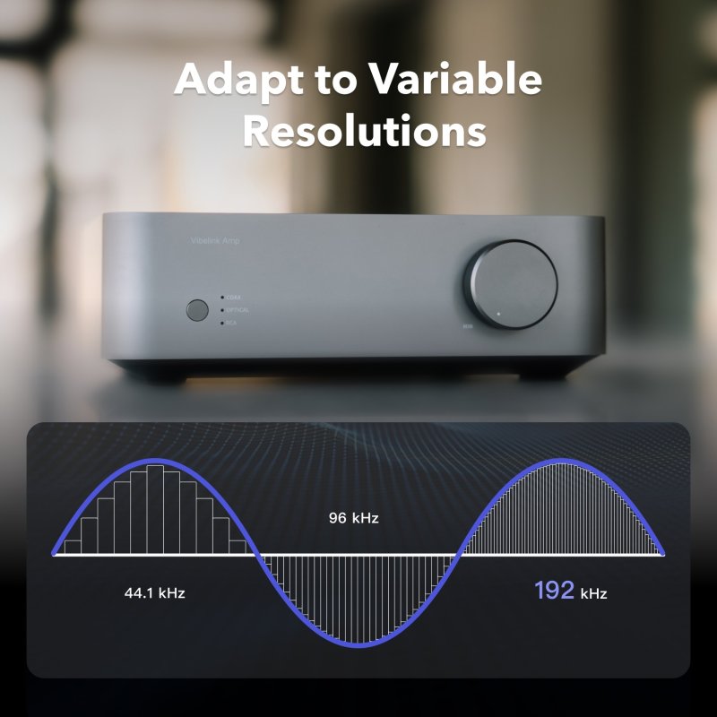 WiiM Vibelink Amp variable sample rate playback