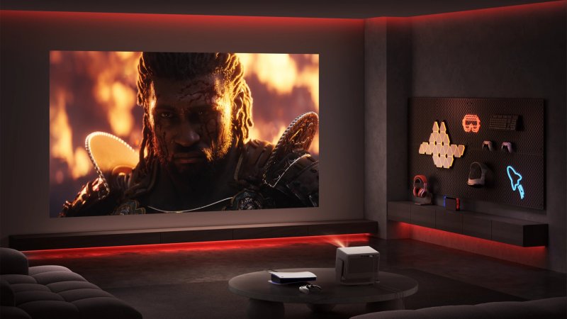 XGIMI Horizon 20 Pro projecting a large image in a home cinema gaming room