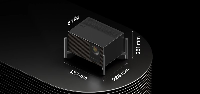 XGIMI TITAN Noir Ultra Max dimensions with desktop stand